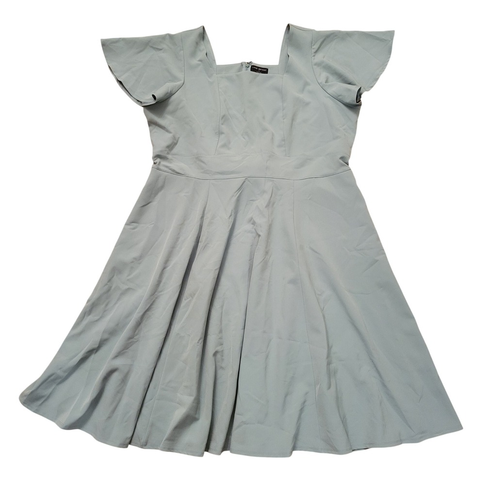 Lane Bryant Mint Green Square Neck Flutter Sleeve Midi Dress Pockets 22 Evening‎